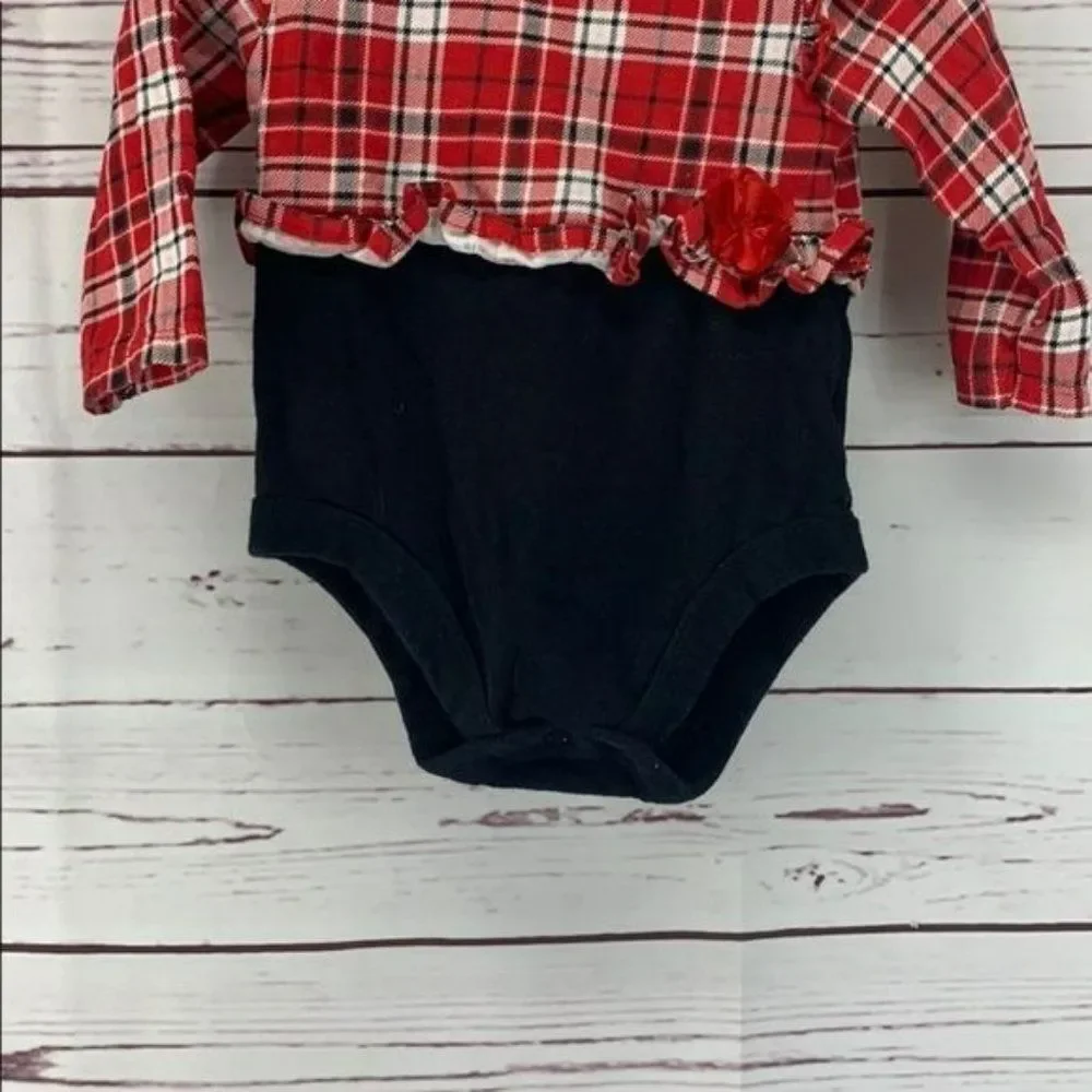 Garanimals Girls One Piece Red And‎ Black Plaid 6-9 Months Romper